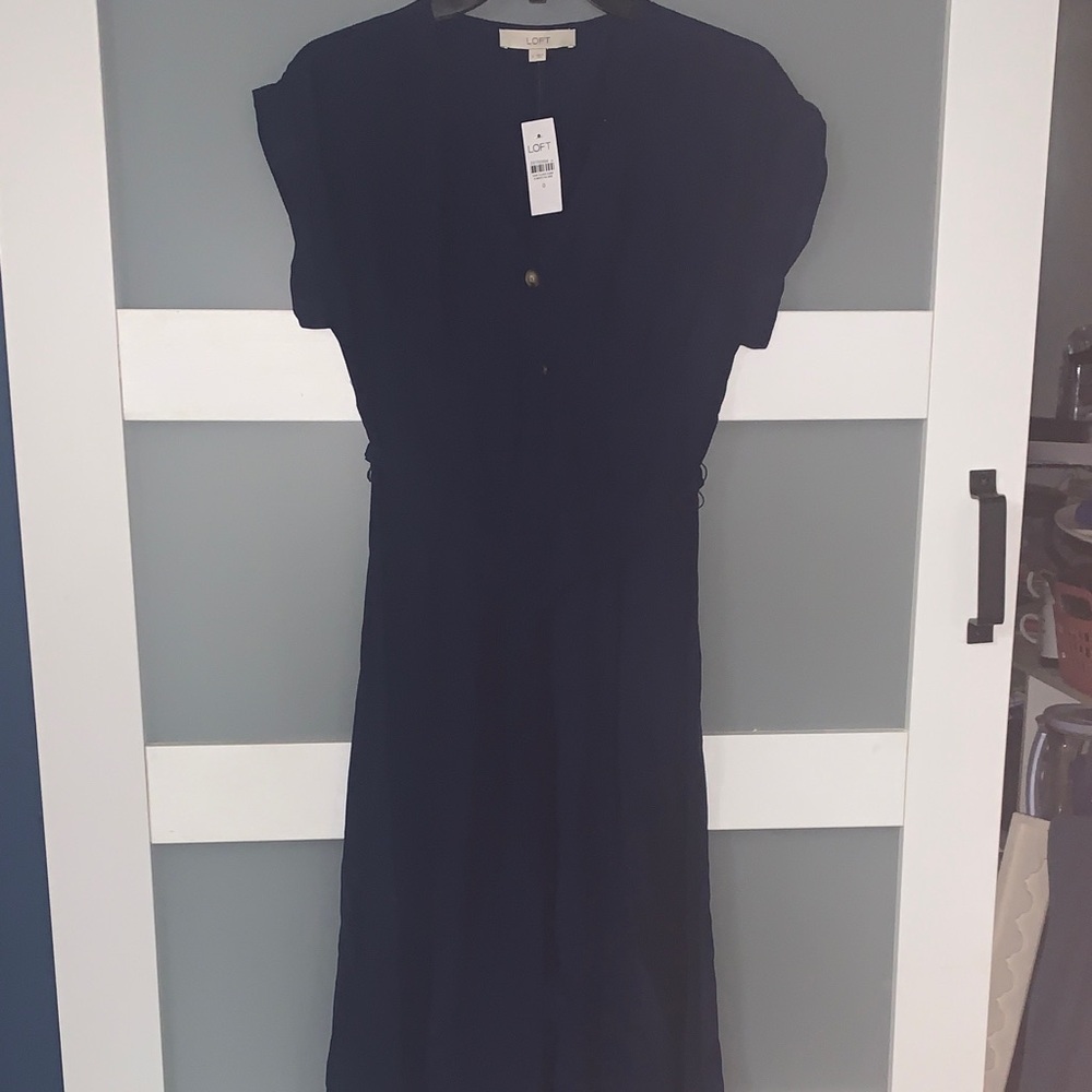 LOFT Classic Black Midi Dress